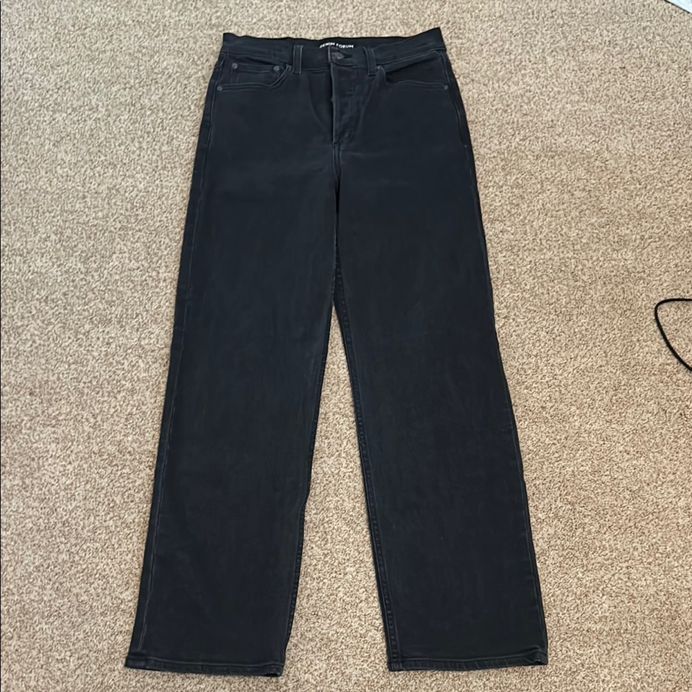 Denim Forum Arlo High Rise Black Straight-Leg Jeans
